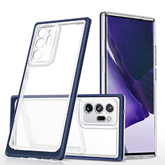 Coque Rebord Contour Silicone et Vitre Transparente Miroir Housse Etui MQ1 pour Samsung Galaxy Note 20 Ultra 5G Bleu