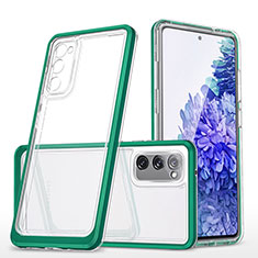 Coque Rebord Contour Silicone et Vitre Transparente Miroir Housse Etui MQ1 pour Samsung Galaxy S20 FE 5G Vert