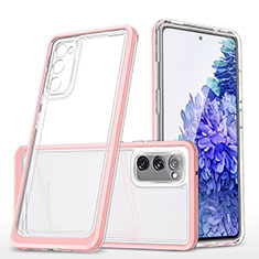 Coque Rebord Contour Silicone et Vitre Transparente Miroir Housse Etui MQ1 pour Samsung Galaxy S20 Lite 5G Or Rose