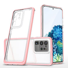 Coque Rebord Contour Silicone et Vitre Transparente Miroir Housse Etui MQ1 pour Samsung Galaxy S20 Ultra 5G Or Rose