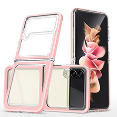 Coque Rebord Contour Silicone et Vitre Transparente Miroir Housse Etui MQ1 pour Samsung Galaxy Z Flip3 5G Or Rose