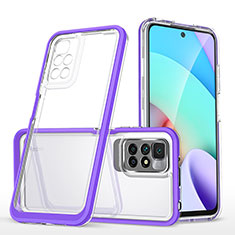 Coque Rebord Contour Silicone et Vitre Transparente Miroir Housse Etui MQ1 pour Xiaomi Redmi 10 (2022) Violet