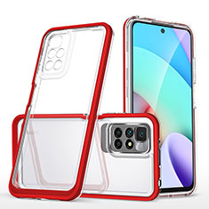 Coque Rebord Contour Silicone et Vitre Transparente Miroir Housse Etui MQ1 pour Xiaomi Redmi 10 4G Rouge