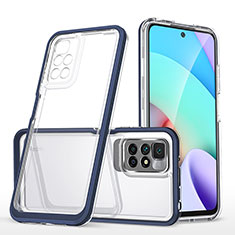 Coque Rebord Contour Silicone et Vitre Transparente Miroir Housse Etui MQ1 pour Xiaomi Redmi Note 11 4G (2021) Bleu