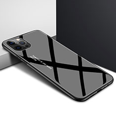 Coque Rebord Contour Silicone et Vitre Transparente Miroir Housse Etui N01 pour Apple iPhone 12 Pro Noir