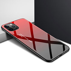 Coque Rebord Contour Silicone et Vitre Transparente Miroir Housse Etui N01 pour Apple iPhone 12 Pro Rouge