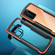 Coque Rebord Contour Silicone et Vitre Transparente Miroir Housse Etui N01 pour Huawei P40 Pro Orange