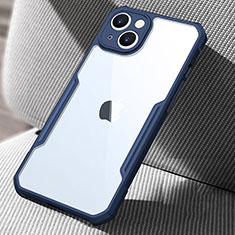 Coque Rebord Contour Silicone et Vitre Transparente Miroir Housse Etui pour Apple iPhone 15 Plus Bleu