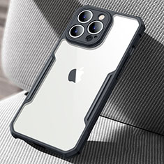 Coque Rebord Contour Silicone et Vitre Transparente Miroir Housse Etui pour Apple iPhone 15 Pro Max Noir