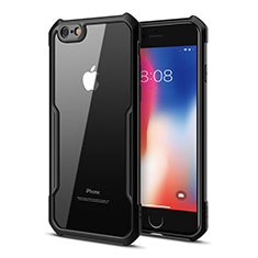 Coque Rebord Contour Silicone et Vitre Transparente Miroir Housse Etui pour Apple iPhone 6 Plus Noir