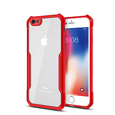 Coque Rebord Contour Silicone et Vitre Transparente Miroir Housse Etui pour Apple iPhone 6S Rouge