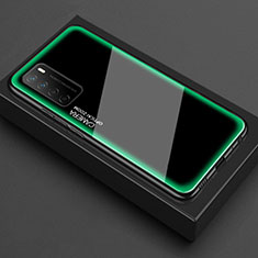 Coque Rebord Contour Silicone et Vitre Transparente Miroir Housse Etui pour Huawei Honor Play4 5G Vert