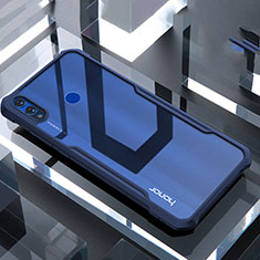 Coque Rebord Contour Silicone et Vitre Transparente Miroir Housse Etui pour Huawei Honor V10 Lite Bleu
