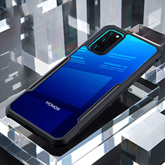 Coque Rebord Contour Silicone et Vitre Transparente Miroir Housse Etui pour Huawei Honor V30 5G Noir