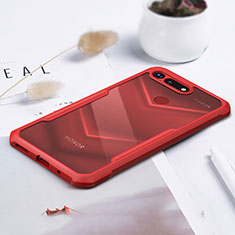 Coque Rebord Contour Silicone et Vitre Transparente Miroir Housse Etui pour Huawei Honor View 20 Rouge