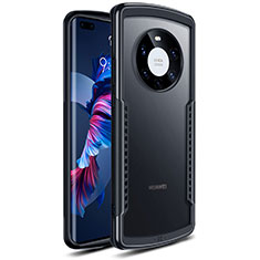 Coque Rebord Contour Silicone et Vitre Transparente Miroir Housse Etui pour Huawei Mate 40 Pro+ Plus Noir