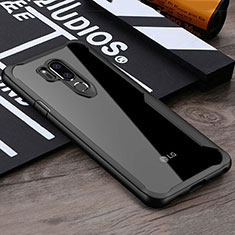 Coque Rebord Contour Silicone et Vitre Transparente Miroir Housse Etui pour LG G7 Noir