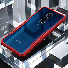 Coque Rebord Contour Silicone et Vitre Transparente Miroir Housse Etui pour OnePlus 7 Pro Rouge