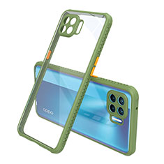 Coque Rebord Contour Silicone et Vitre Transparente Miroir Housse Etui pour Oppo A93 Vert