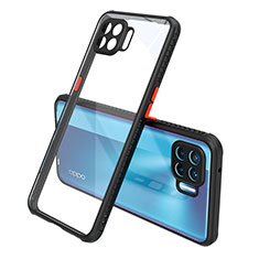 Coque Rebord Contour Silicone et Vitre Transparente Miroir Housse Etui pour Oppo F17 Pro Noir