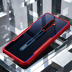 Coque Rebord Contour Silicone et Vitre Transparente Miroir Housse Etui pour Oppo Reno2 Rouge