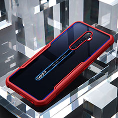 Coque Rebord Contour Silicone et Vitre Transparente Miroir Housse Etui pour Oppo Reno2 Z Rouge