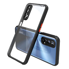 Coque Rebord Contour Silicone et Vitre Transparente Miroir Housse Etui pour Realme 7 Noir