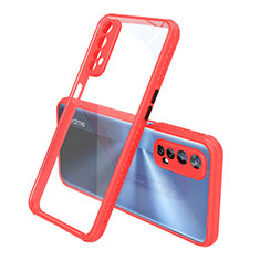 Coque Rebord Contour Silicone et Vitre Transparente Miroir Housse Etui pour Realme 7 Rouge