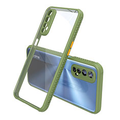 Coque Rebord Contour Silicone et Vitre Transparente Miroir Housse Etui pour Realme 7 Vert