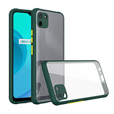 Coque Rebord Contour Silicone et Vitre Transparente Miroir Housse Etui pour Realme C11 Vert Nuit