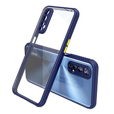 Coque Rebord Contour Silicone et Vitre Transparente Miroir Housse Etui pour Realme Narzo 20 Pro Bleu