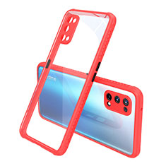 Coque Rebord Contour Silicone et Vitre Transparente Miroir Housse Etui pour Realme X7 5G Rouge