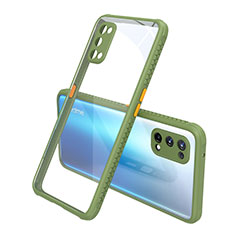 Coque Rebord Contour Silicone et Vitre Transparente Miroir Housse Etui pour Realme X7 5G Vert