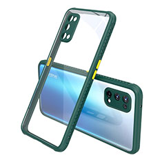 Coque Rebord Contour Silicone et Vitre Transparente Miroir Housse Etui pour Realme X7 5G Vert Nuit