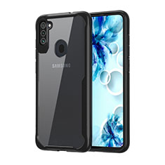 Coque Rebord Contour Silicone et Vitre Transparente Miroir Housse Etui pour Samsung Galaxy A11 Noir