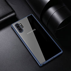 Coque Rebord Contour Silicone et Vitre Transparente Miroir Housse Etui pour Samsung Galaxy Note 10 Plus 5G Bleu