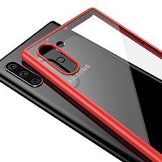 Coque Rebord Contour Silicone et Vitre Transparente Miroir Housse Etui pour Samsung Galaxy Note 10 Rouge