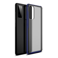 Coque Rebord Contour Silicone et Vitre Transparente Miroir Housse Etui pour Samsung Galaxy S20 FE 4G Bleu