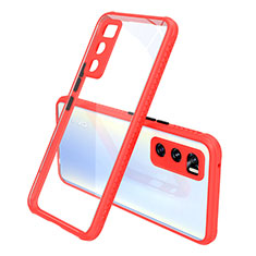 Coque Rebord Contour Silicone et Vitre Transparente Miroir Housse Etui pour Vivo V20 SE Rouge