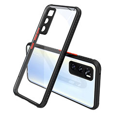 Coque Rebord Contour Silicone et Vitre Transparente Miroir Housse Etui pour Vivo Y70 (2020) Noir