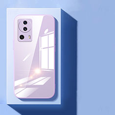 Coque Rebord Contour Silicone et Vitre Transparente Miroir Housse Etui pour Xiaomi Mi 13 Lite 5G Violet