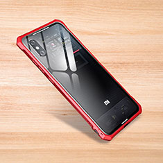Coque Rebord Contour Silicone et Vitre Transparente Miroir Housse Etui pour Xiaomi Mi 8 Pro Global Version Rouge