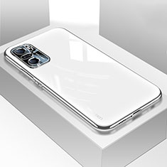 Coque Rebord Contour Silicone et Vitre Transparente Miroir Housse Etui pour Xiaomi Poco F3 5G Blanc