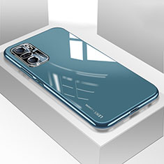 Coque Rebord Contour Silicone et Vitre Transparente Miroir Housse Etui pour Xiaomi Poco F3 5G Bleu