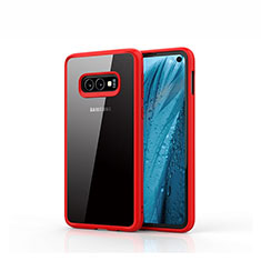 Coque Rebord Contour Silicone et Vitre Transparente Miroir Housse Etui S01 pour Samsung Galaxy S10e Rouge