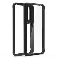 Coque Rebord Contour Silicone et Vitre Transparente Miroir Housse Etui T02 pour Huawei P30 Noir