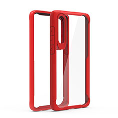 Coque Rebord Contour Silicone et Vitre Transparente Miroir Housse Etui T02 pour Huawei P30 Rouge