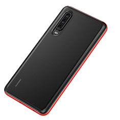 Coque Rebord Contour Silicone et Vitre Transparente Miroir Housse Etui T04 pour Huawei P30 Rouge