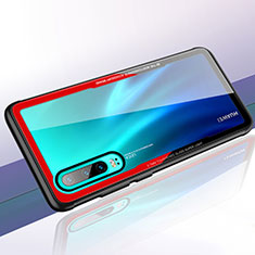 Coque Rebord Contour Silicone et Vitre Transparente Miroir Housse Etui T05 pour Huawei P30 Rouge