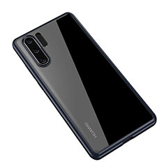 Coque Rebord Contour Silicone et Vitre Transparente Miroir Housse Etui Z01 pour Huawei P30 Pro Bleu